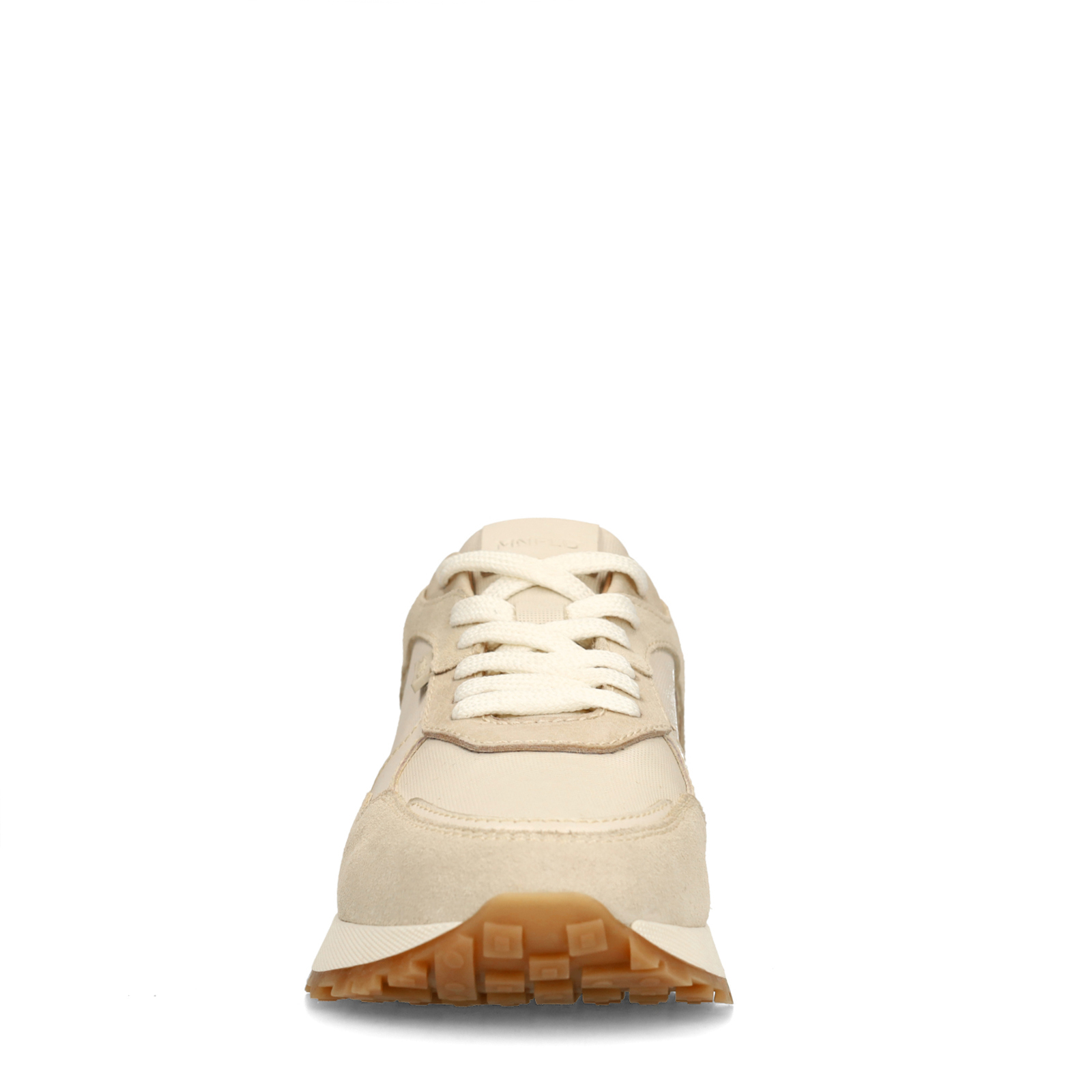 Beige leren sneakers met suède details