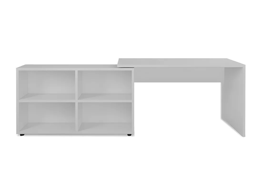 Bureau d'angle 4 étagères blanc