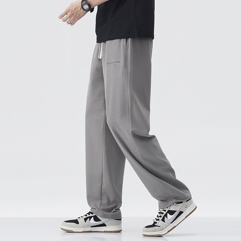 Nataro - Effen joggingbroek met trekkoord in de taille en wijde pijpen