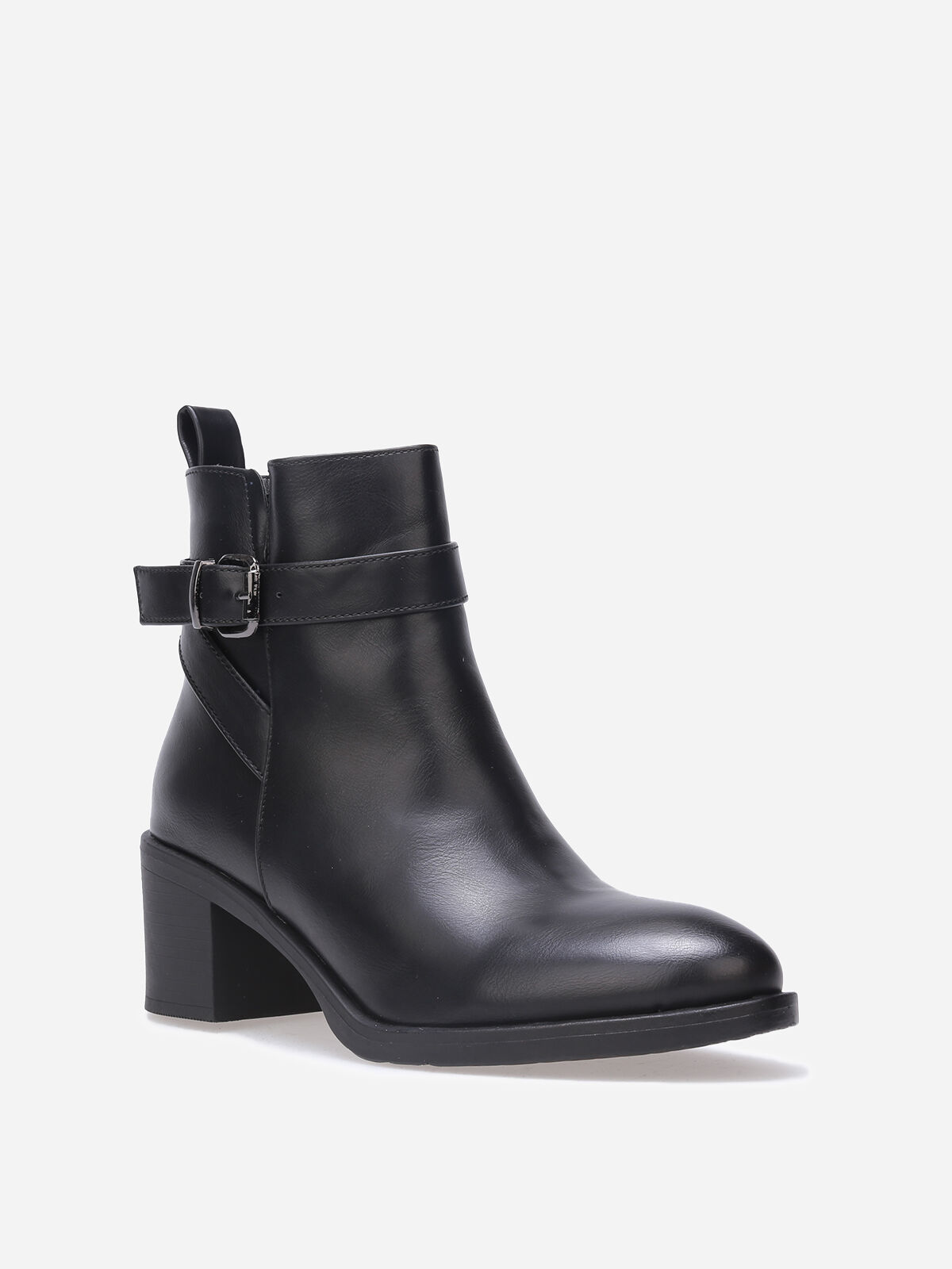 Bottines à bride et boucle métallique- Noir