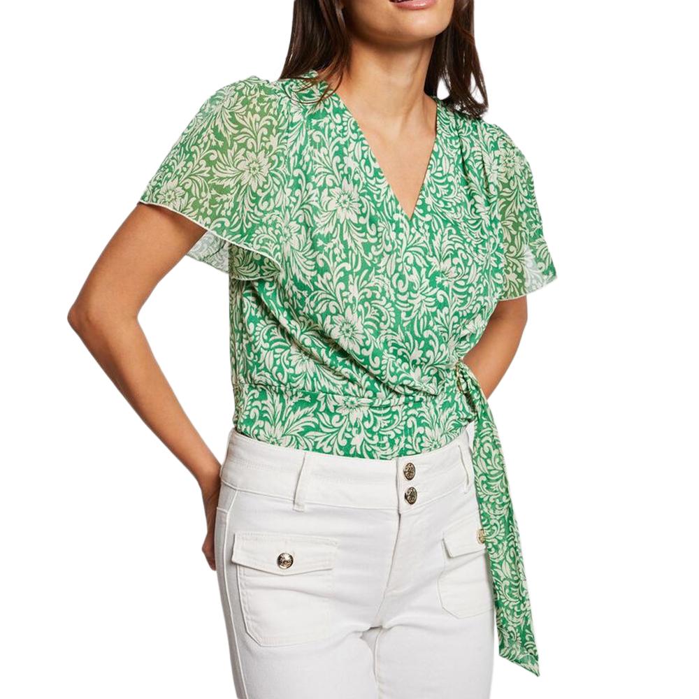 Morgan Blouse Vert/Blanche Femme Morgan DRICHIE