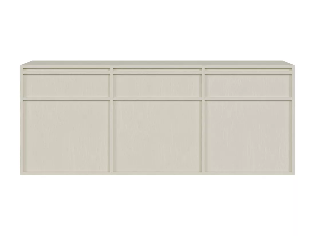Buffet à trois portes - 154 cm - avec tiroirs - suspendu - crème - EVO