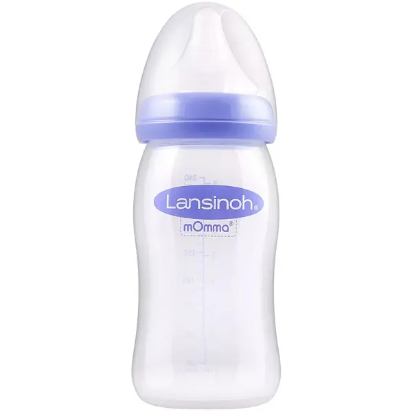Mamadeira Lansinoh Momma com bico NaturalWave, fluxo médio, 240ml