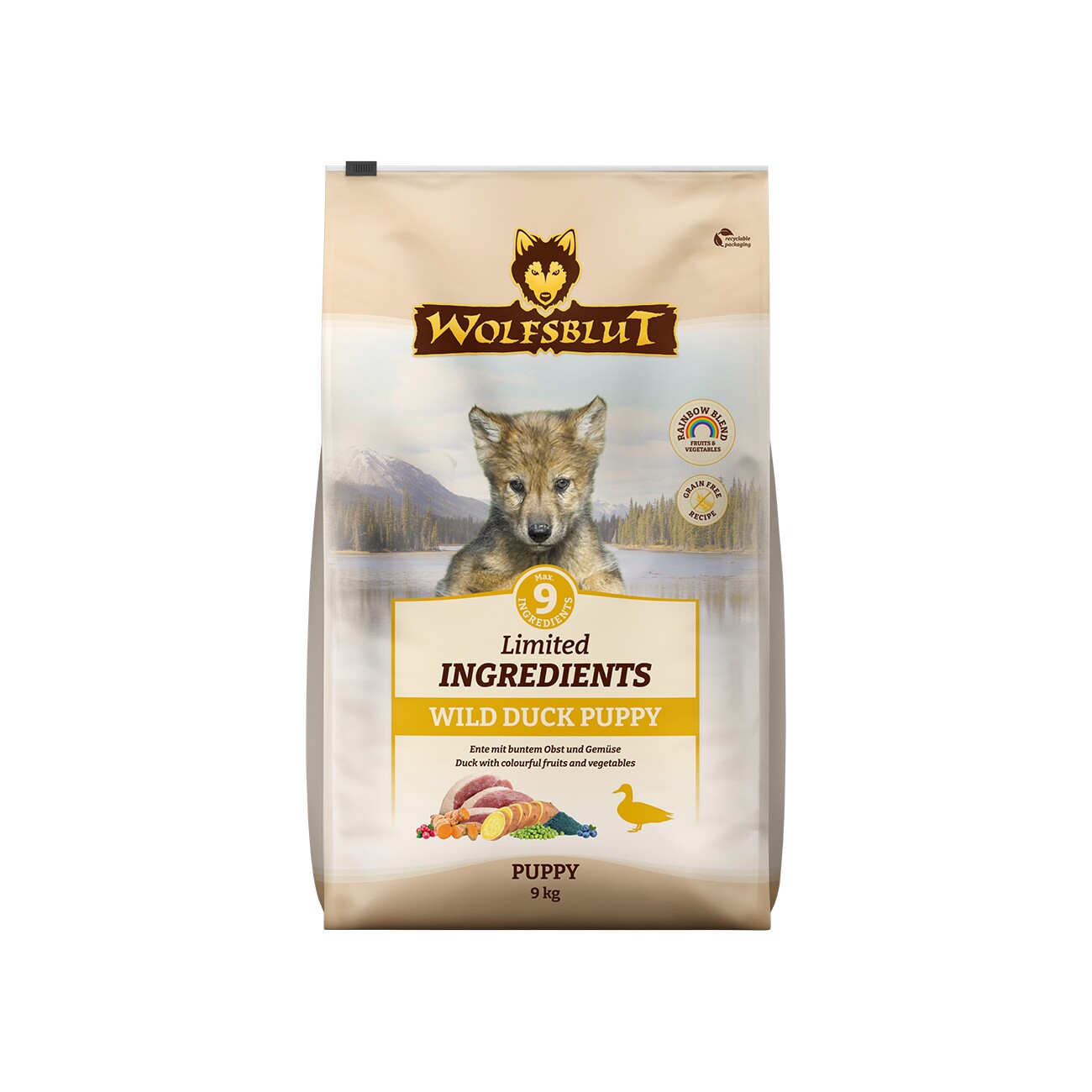WOLFSBLUT Limited Ingredients Trockenfutter Hund, Puppy, Wild Duck 9 kg