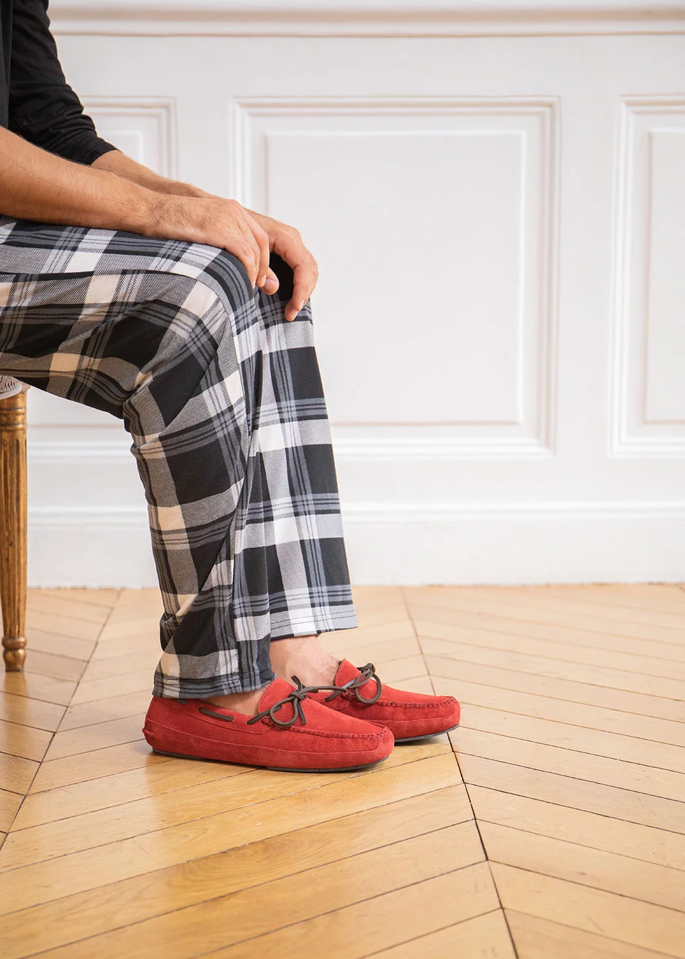 M LACE SLIPPER 2 VELOURS ROUGE FOURRE