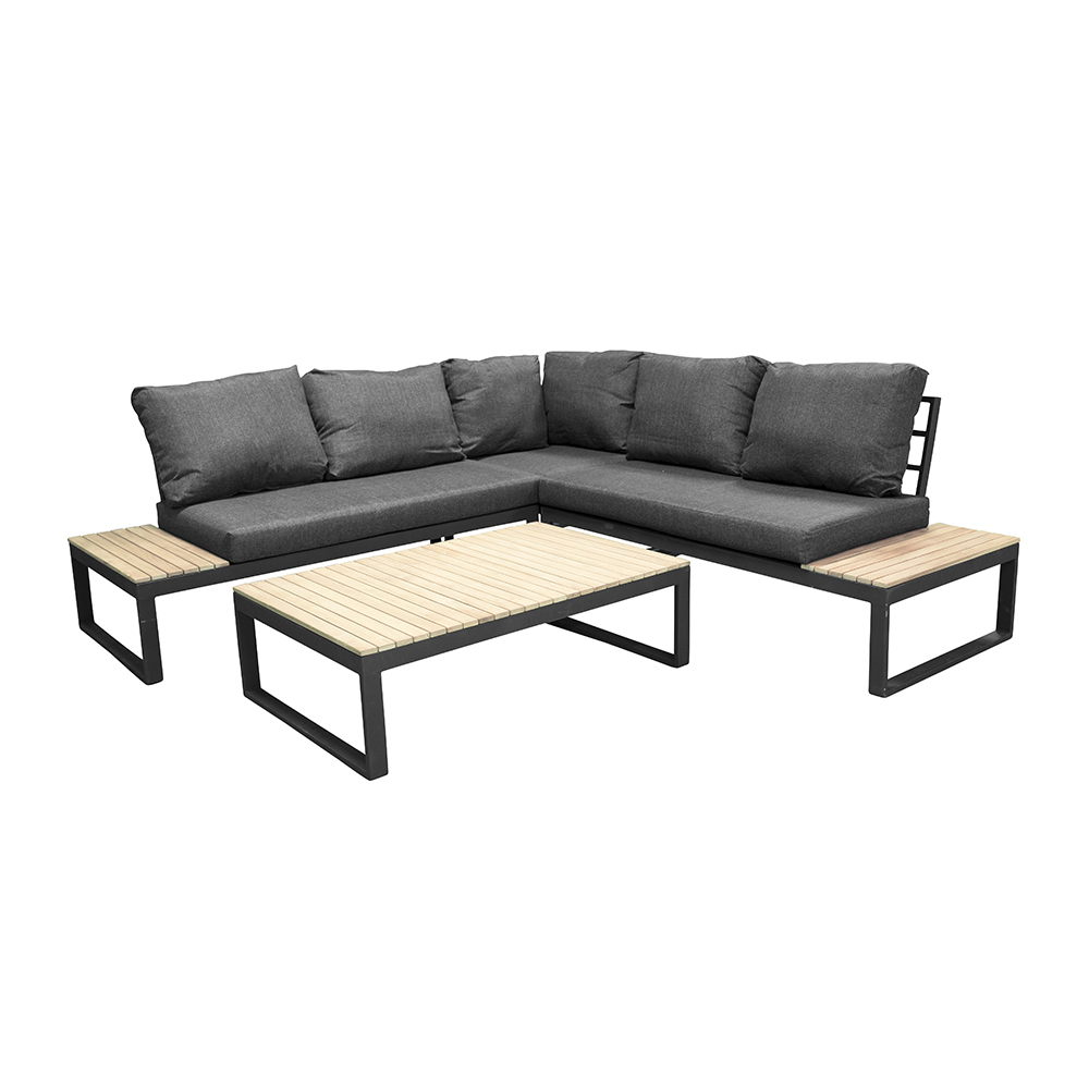 Loungeset Arvin - 2 delig - met zitkussens Donkergrijs