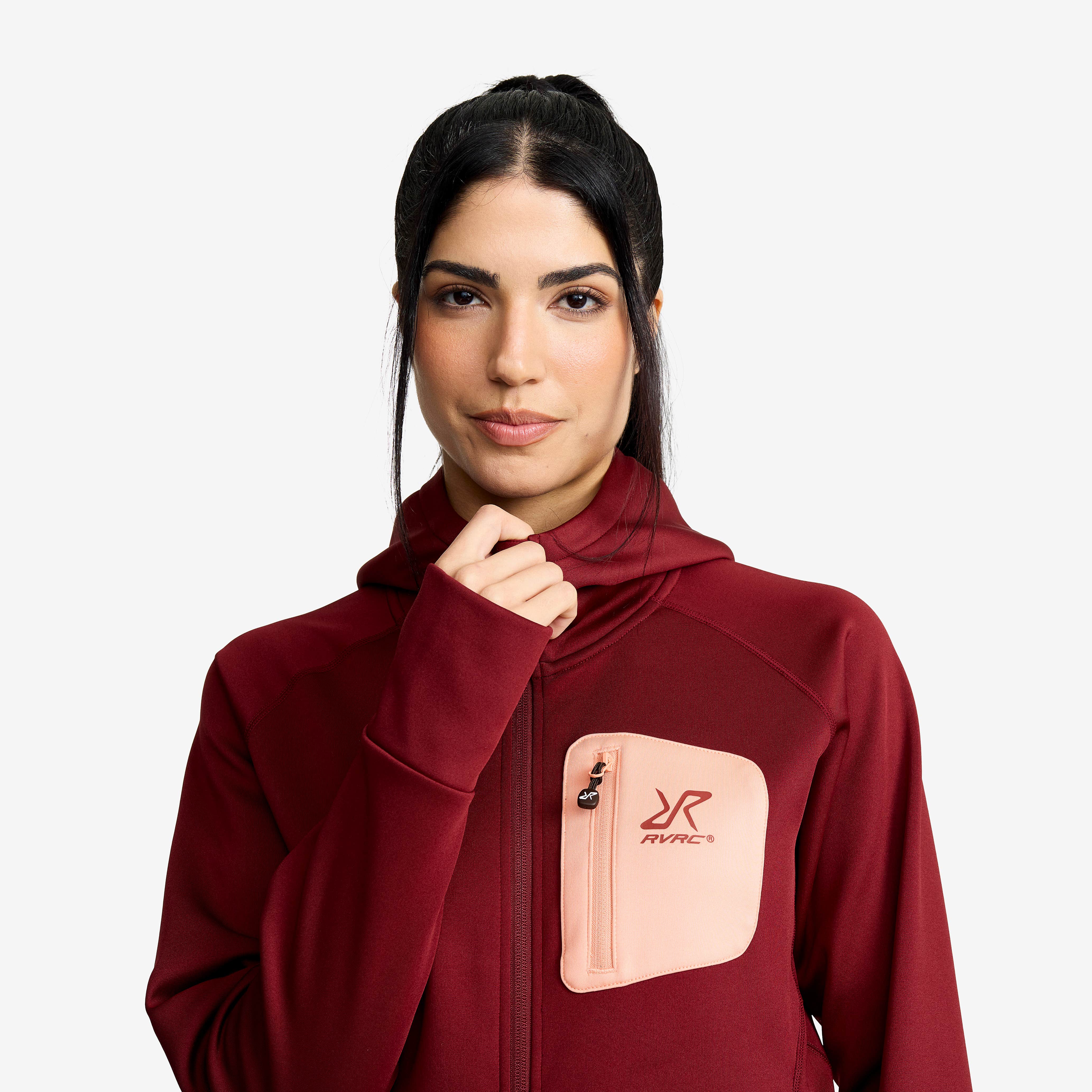Evolution Stretch Fleece Hoodie Dame Pomegranate