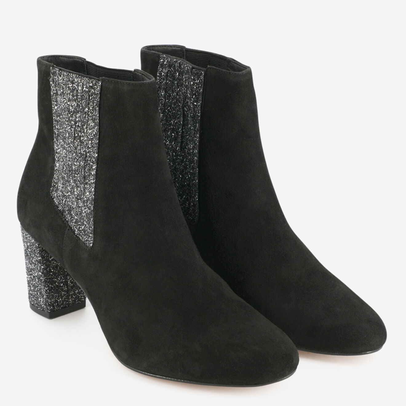 Mellow Yellow Bottines Efragola en Velours de Cuir noires - Talon 7,5 cm