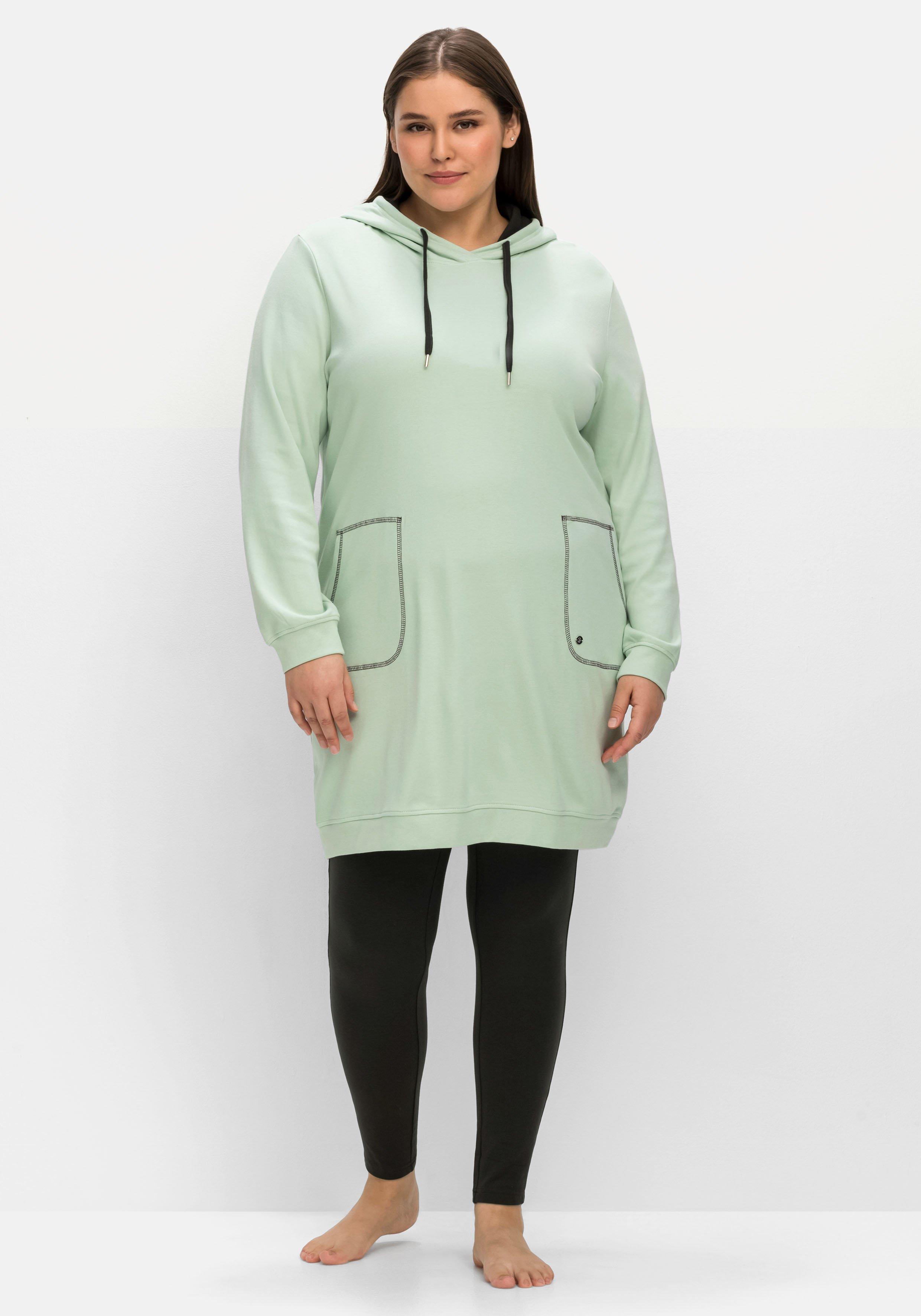 Jersey-Kapuzenkleid mit Kontrastdetails