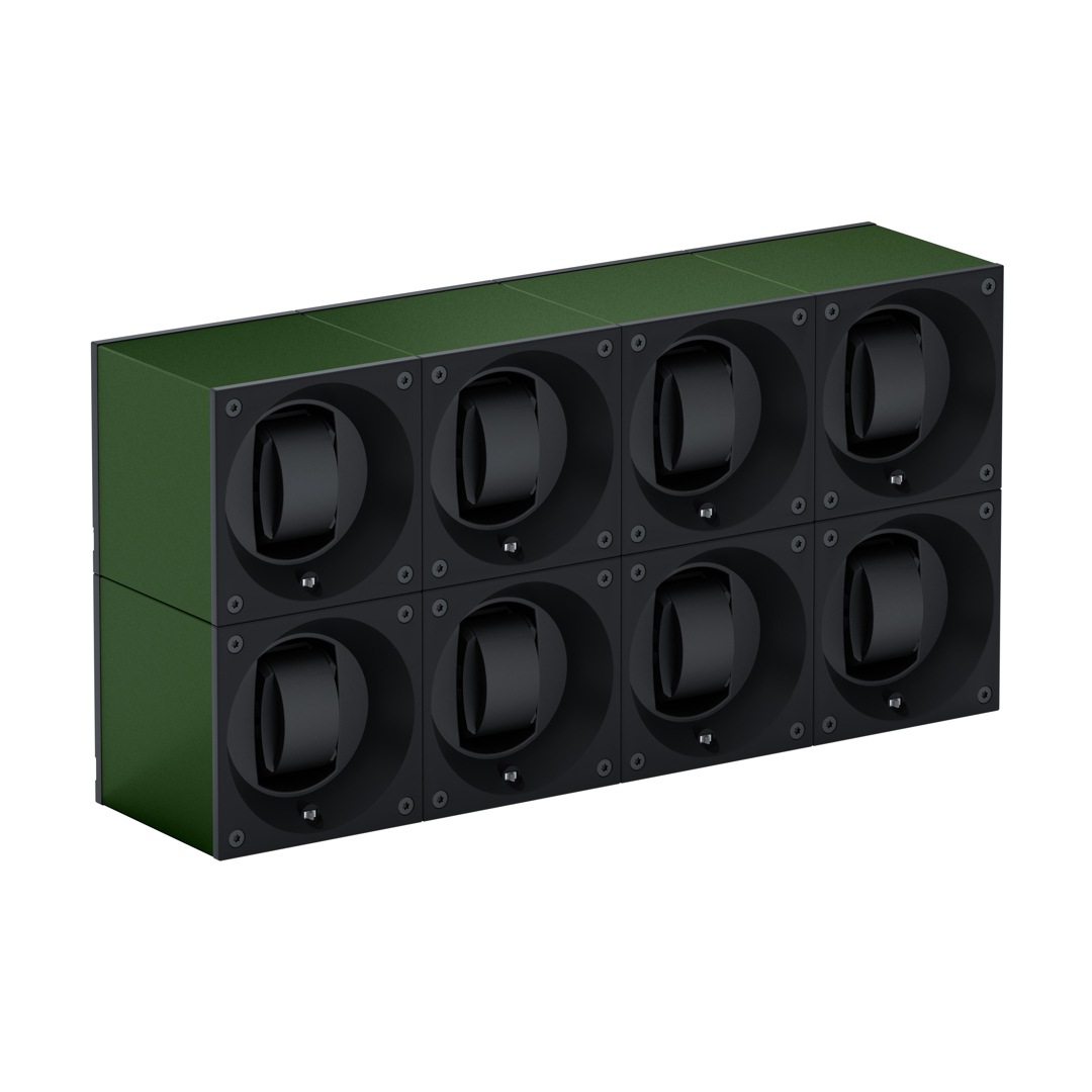 SwissKubik Masterbox Aluminium Dunkelgrün - 8 Uhren