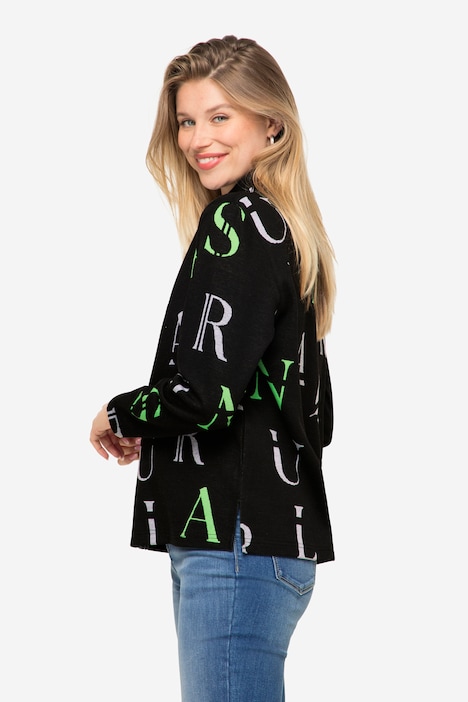 Sweatshirt, Buchstaben-Print, Stehkragen, Langarm, OEKO-TEX