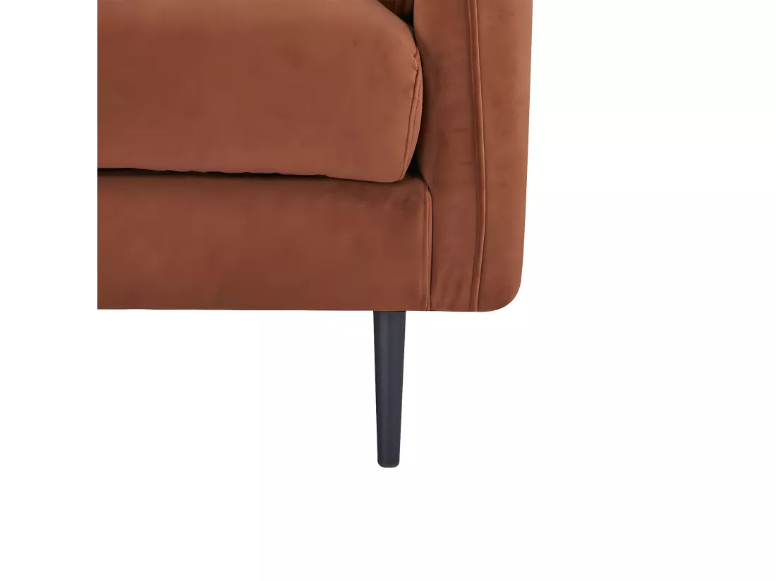 Canapé 3 places dimensions 180 x 90 x 86 cm en tissu velours couleur terracotta et pieds en métal - YORK