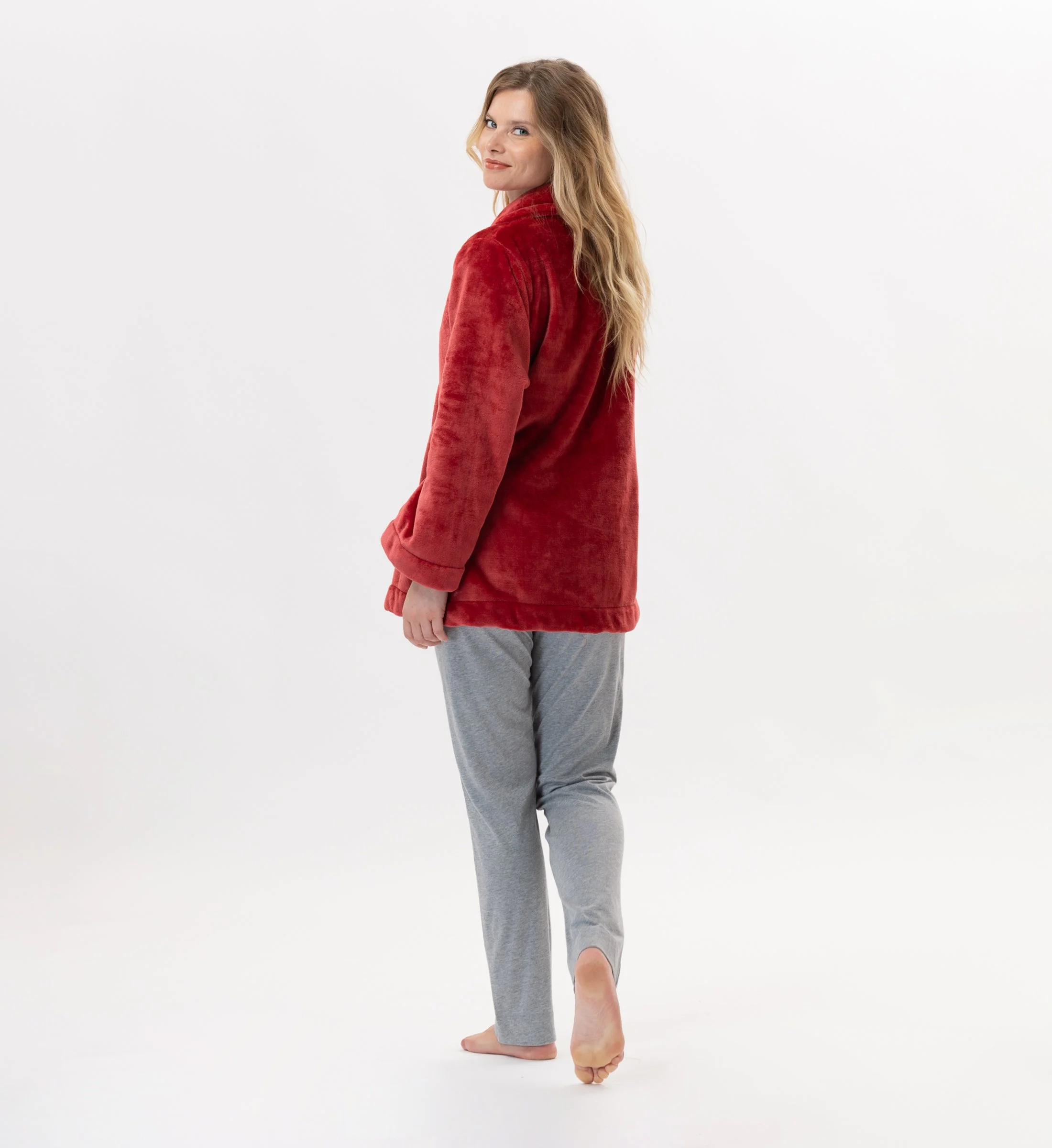 ESSENTIEL H77A - Veste en peluche flanelle | Rouge
