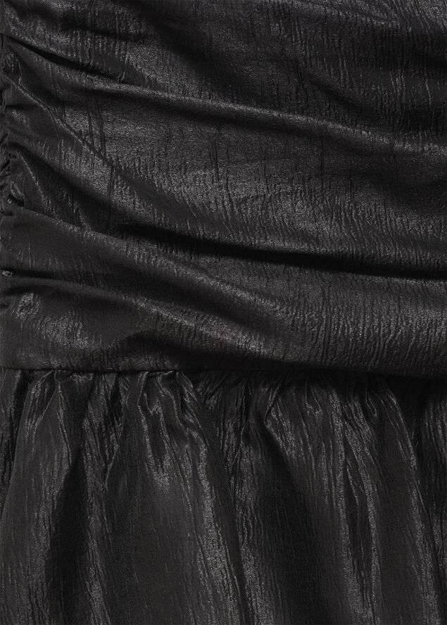 MANGO Draped strapless dress Black