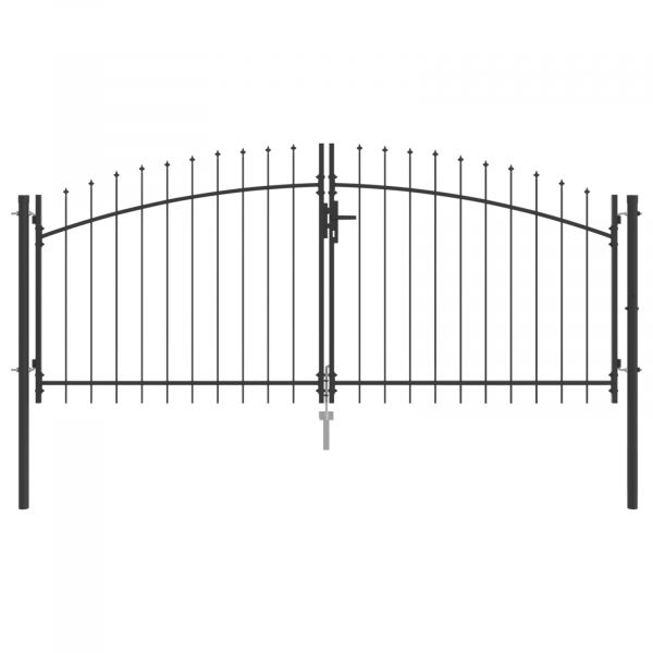 vidaXL Portão de Jardim com Topo de Lança Duplo Cinza 100x300 cm Aço - 2796130817