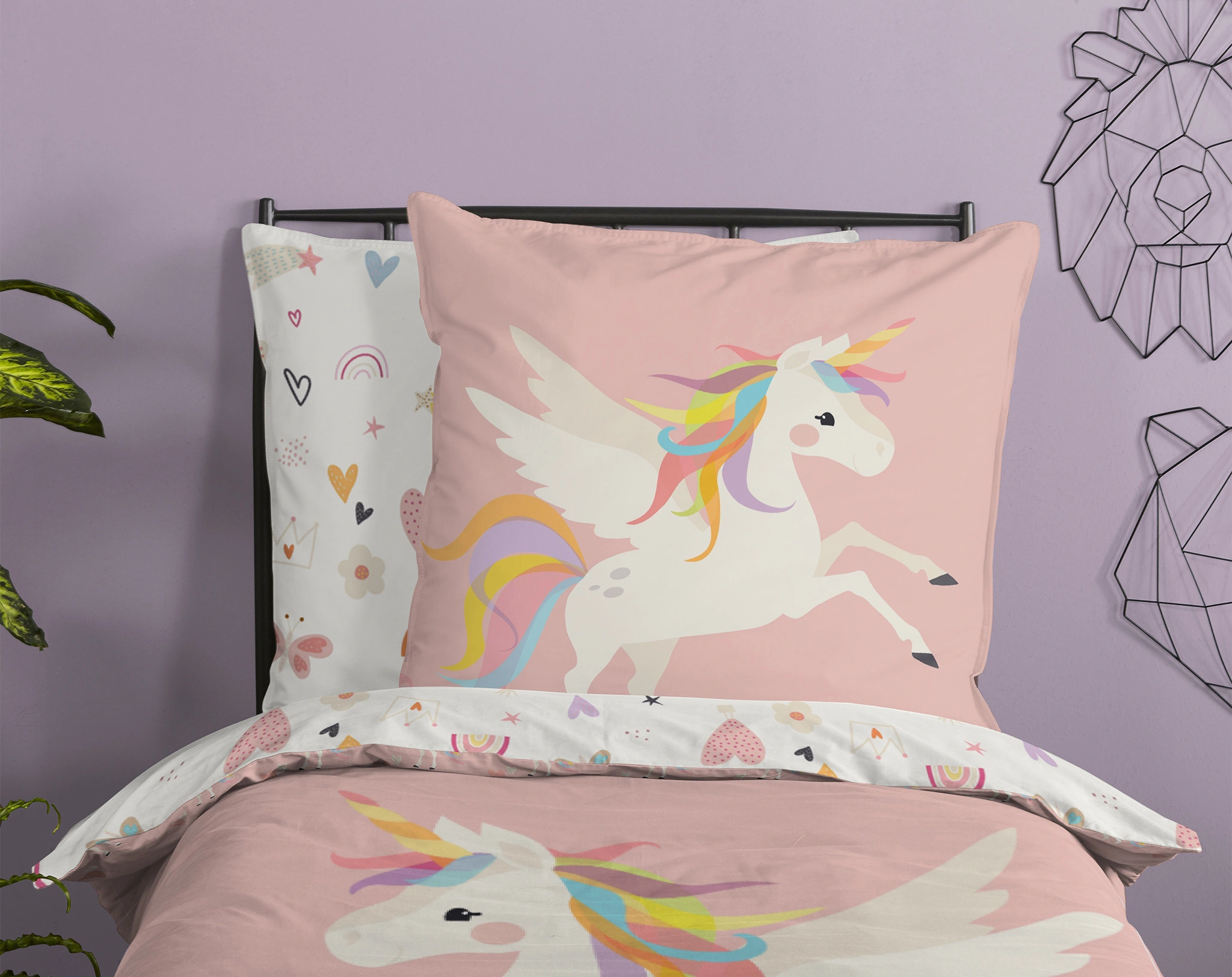 Bettwäsche EINHORN (80x80/135x200) in rosa