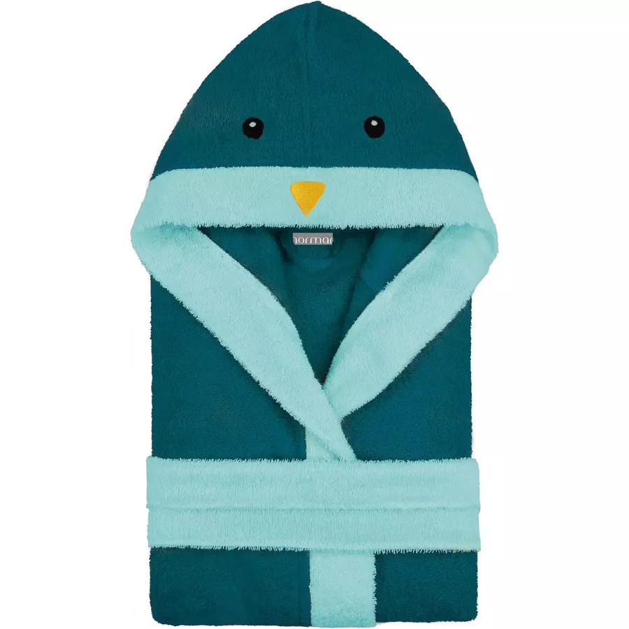 normani Kinder Bademantel aus Bio-Baumwolle Malia Blau  Pinguin
