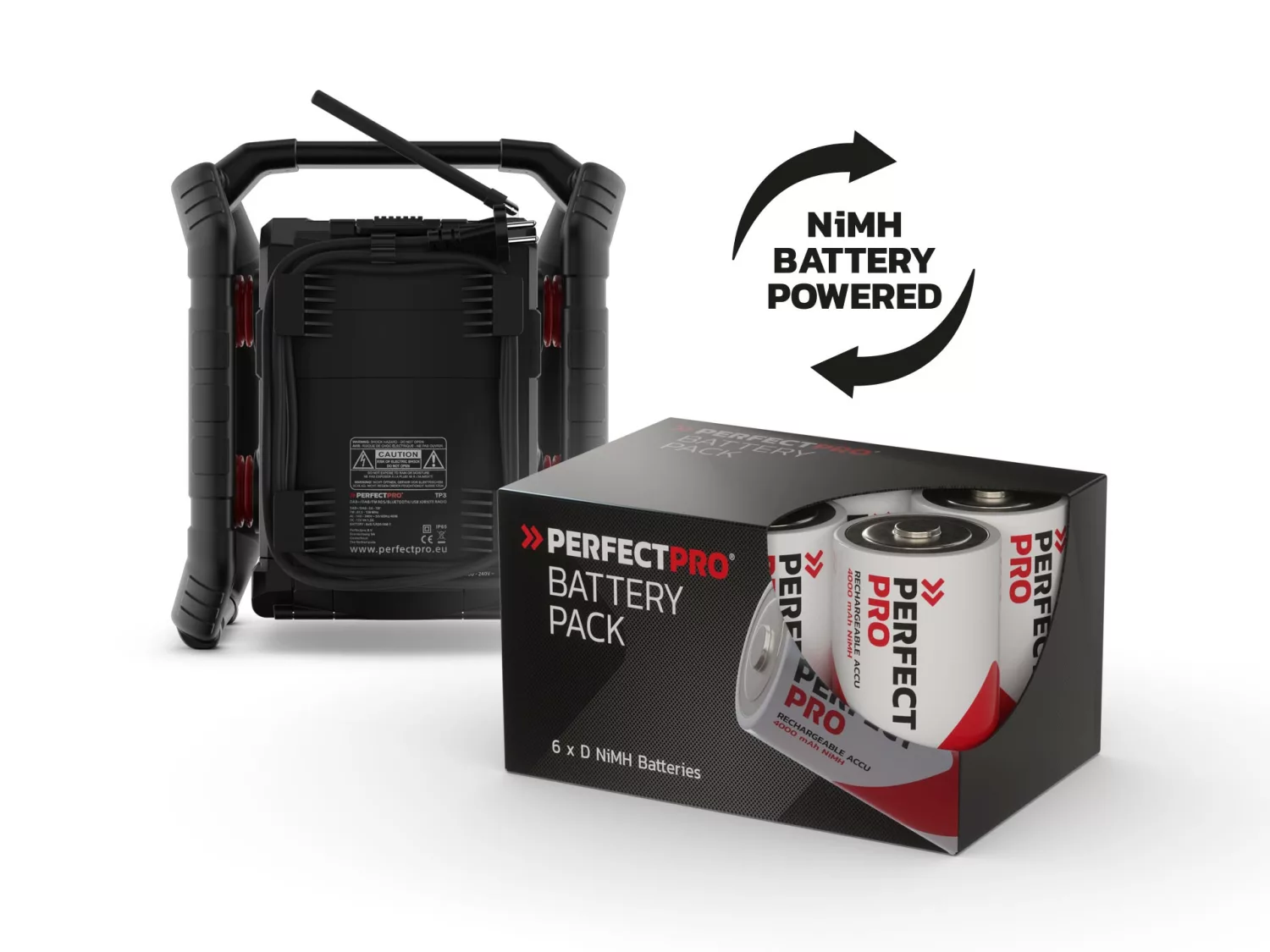 PerfectPro TP3 Bouwradio - FM RDS - DAB  - Bluetooth - aux in - werkt op stroom & batterij