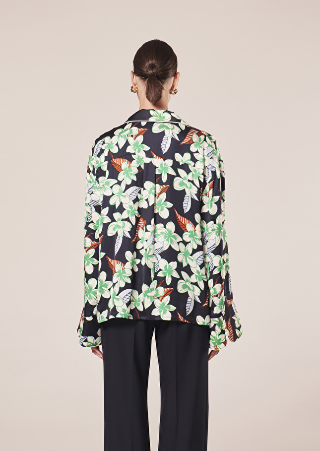 Chemise Calvibleu nuit à motif fleurs