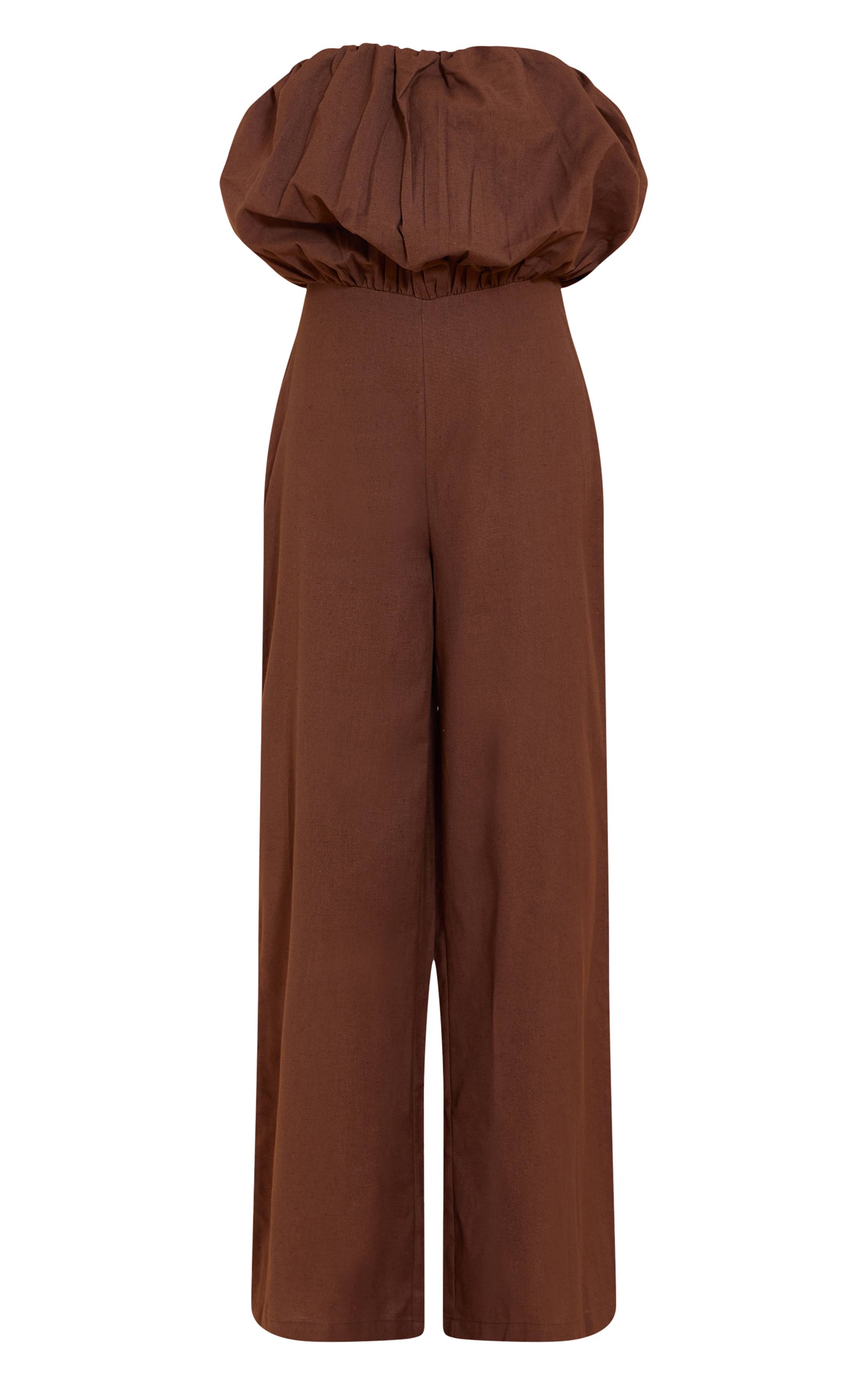 Dark Chocolate Combinaison Jambe Droite Bandeau Bouffant En Coton