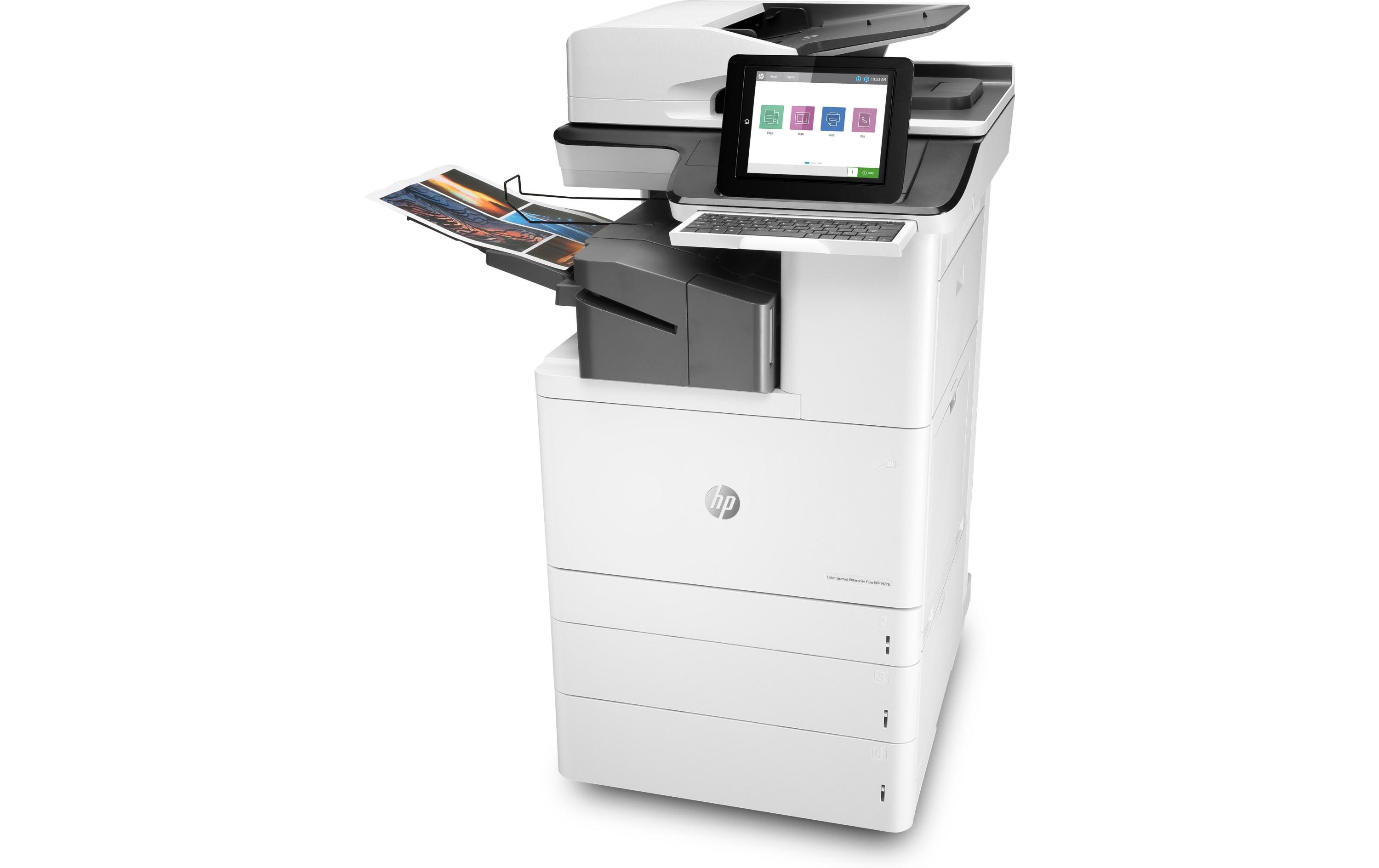 Multifunktionsdrucker Color LaserJet Enterprise Flow M776zs<br>4-in-1 Multifunktionsdrucker mit hoher Druckgeschwindigkeit und vielen Papierfächern sowie umfassende Sicherheitsfeatures für Unternehmen