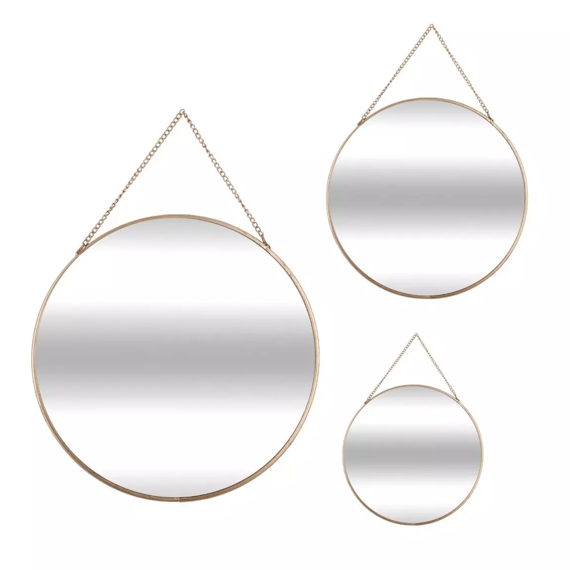 Lot de 3 miroirs en métal (D29 cm) Ovalia Or
