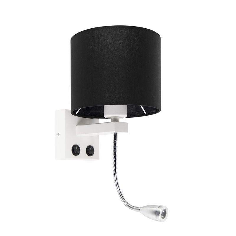 Moderne wandlamp wit met zwarte kap - Brescia