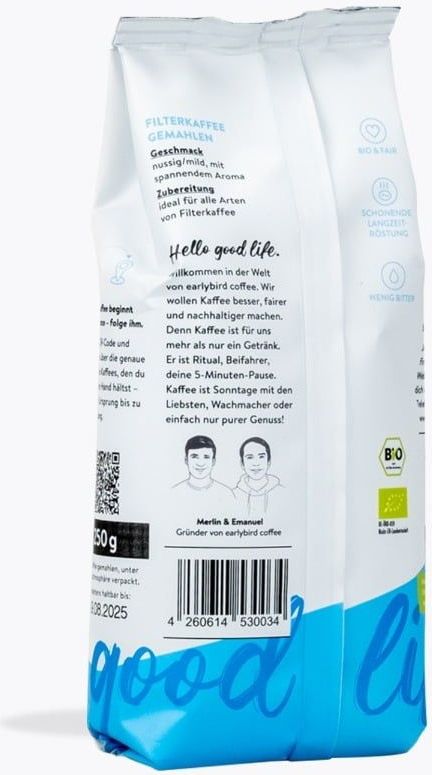 Earlybird - Bio - Gemalen Koffie - 250g - Arabica - Medium Omniroast