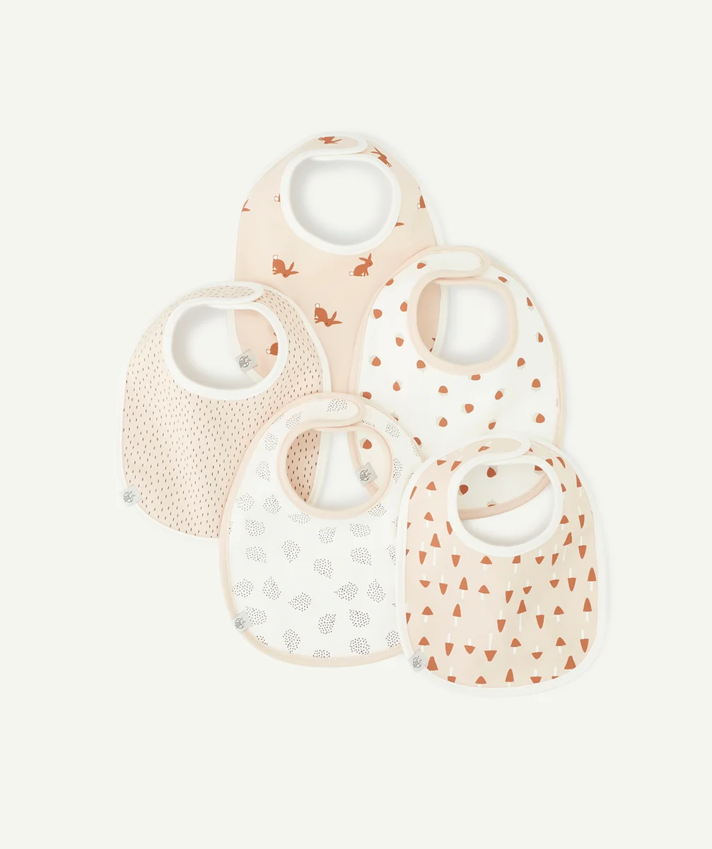 LASSIGLOT DE 5 BAVOIRS EN COTON BIO LAPIN BÉBÉ