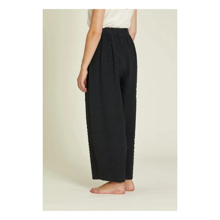 Black Crane Pantalon Large Seersucker | Noir