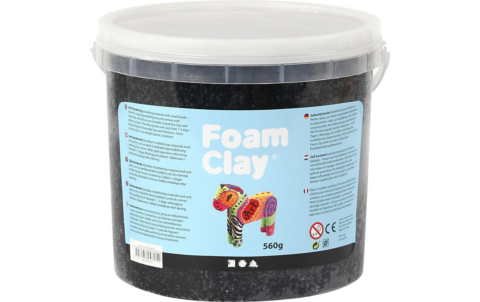 Modelliermasse Foam Clay Schwarz 560 gSelbsthärtende Modelliermasse mit winzigen Styroporkügelchen