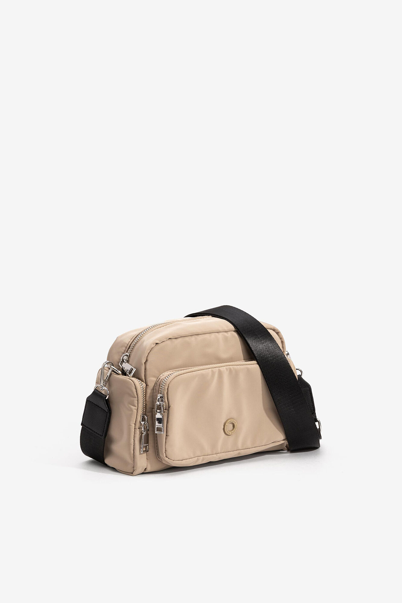Bolsa transversal de nylon - bege
