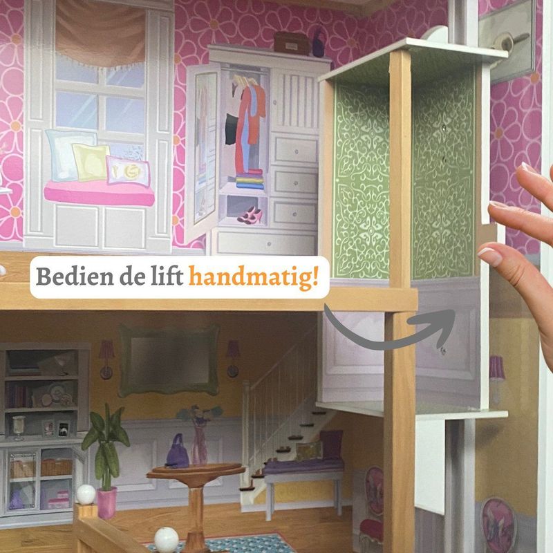 Rijoka Houten Poppenhuis Mansion Villa XXL | Meubelset 28pcs | 98x32x123cm