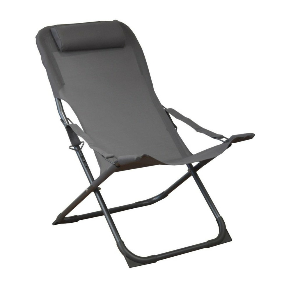 Lot de 2 relax de jardin pliants easy - graphite/gris - aluminium/toile tpep