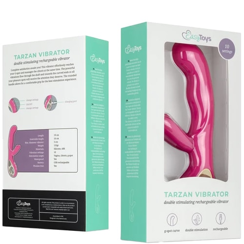 Vibromasseur & stimulateur Tarzan - Rose