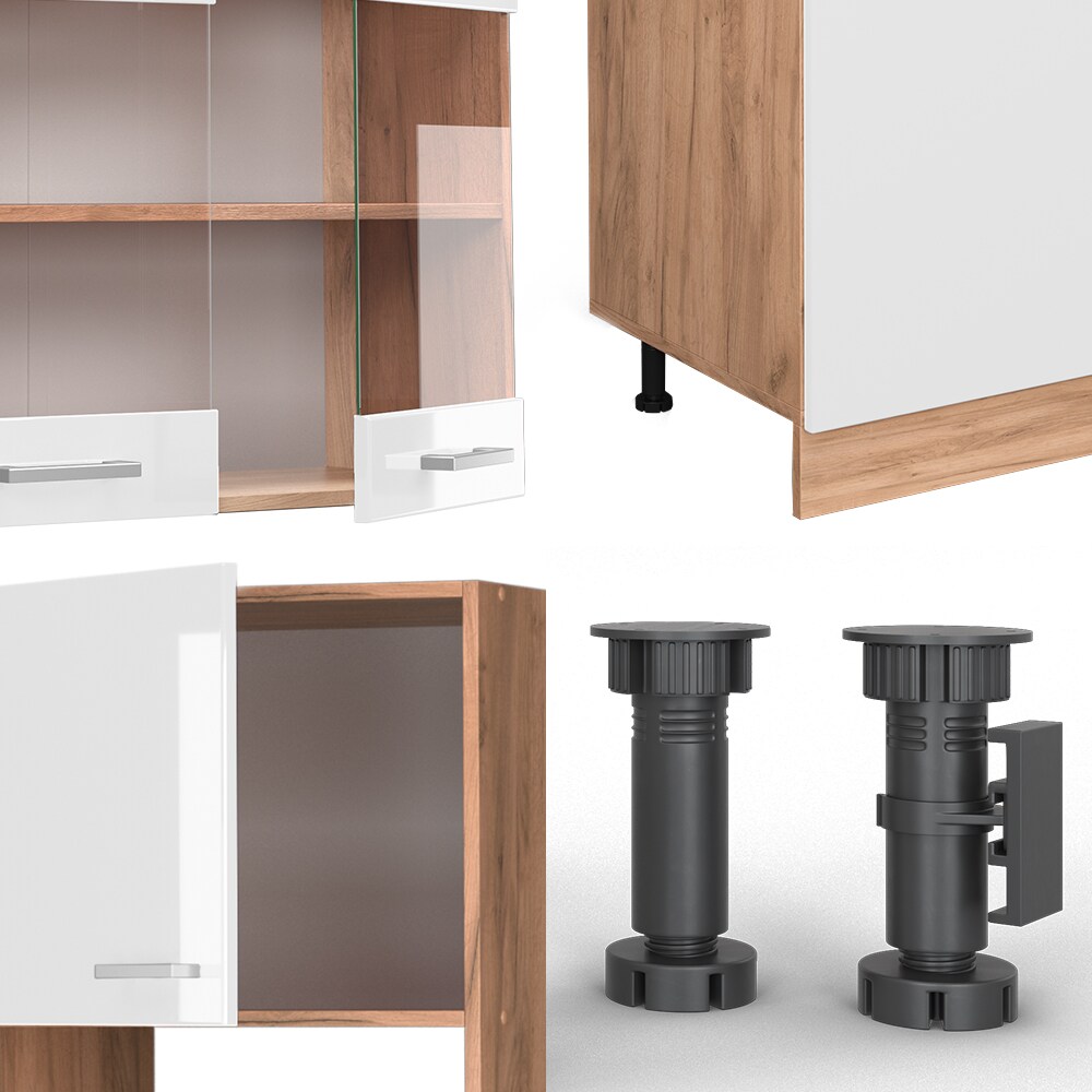 Vicco Küchenzeile Küchenblock Einbauküche R-Line 300cm Mikrowellenumbauschrank Weiß