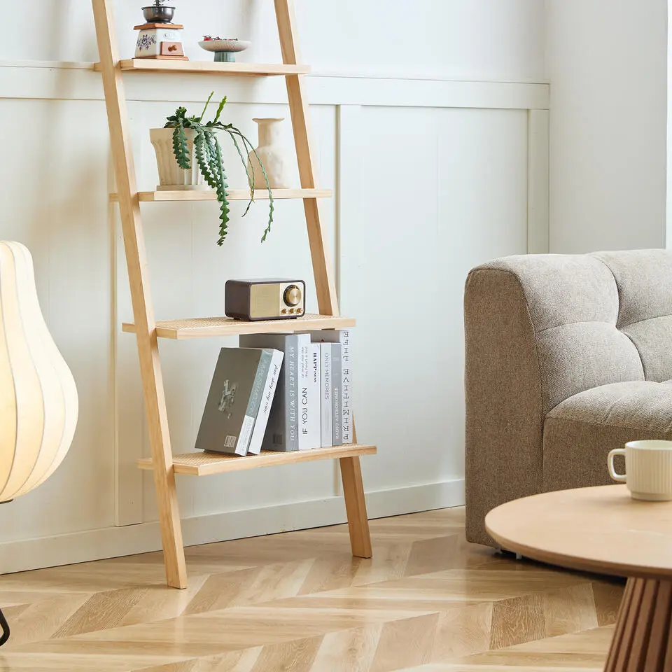 Wandplank Ladder van Massief Natuurlijk Hout