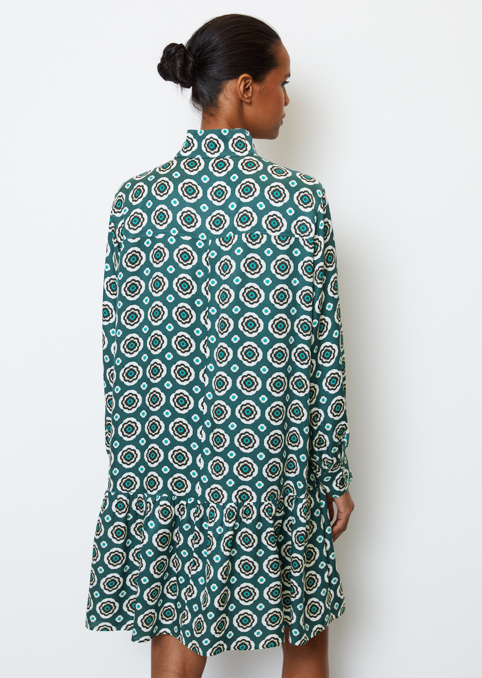 Kurzes Print-Hemdblusenkleid aus Viskose-Twill