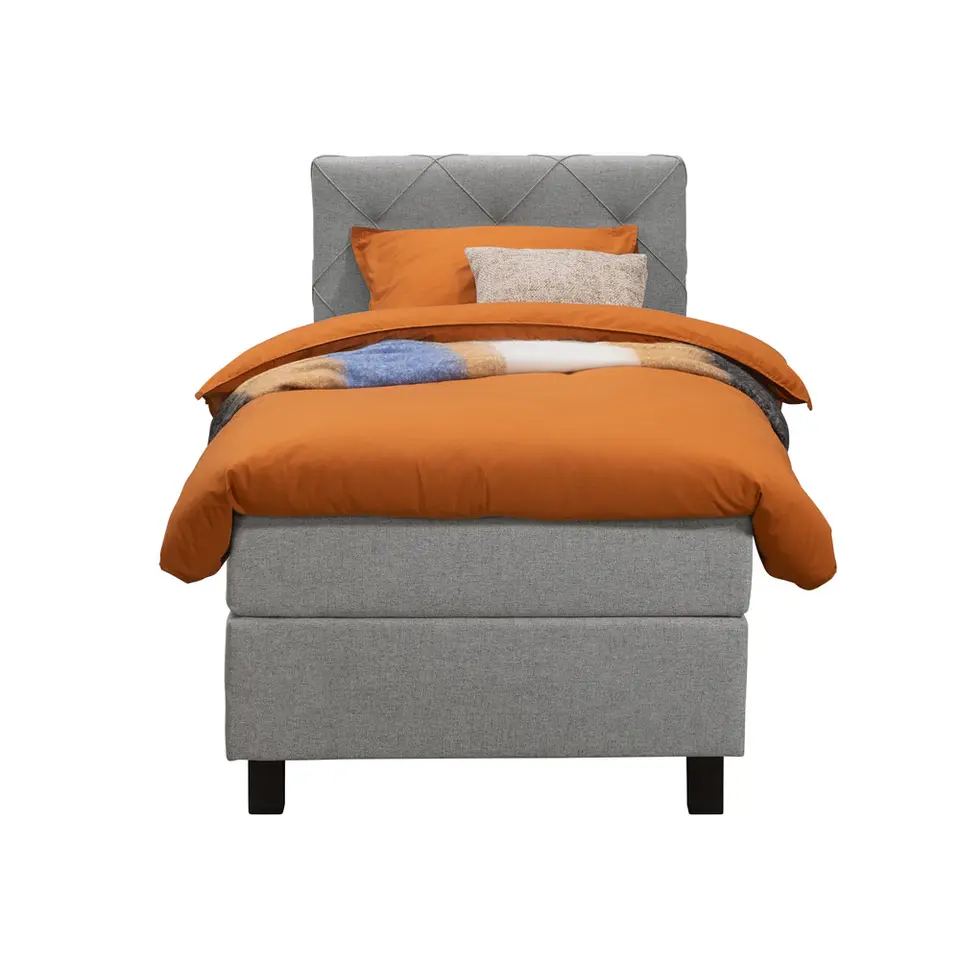 Boxspring Liv geruit - lichtgrijs - 90x200 cm - vierkante poot