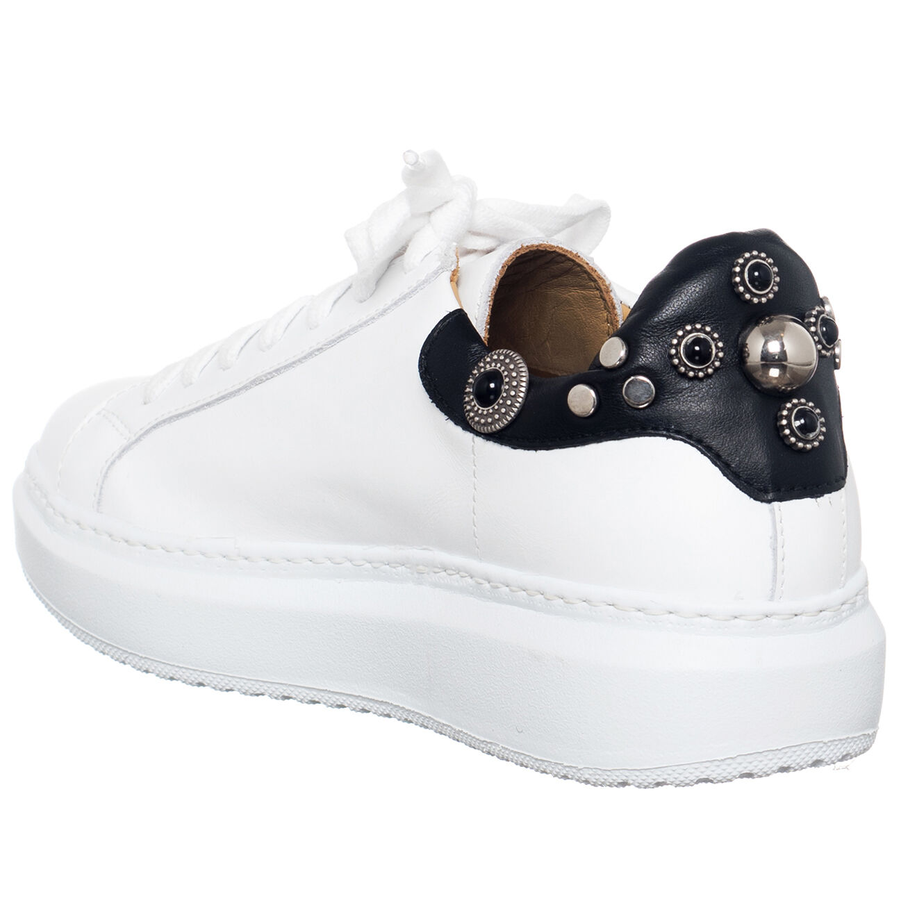 Loretta Pettinari Sneakers en Cuir Alex MQ blanc/noir