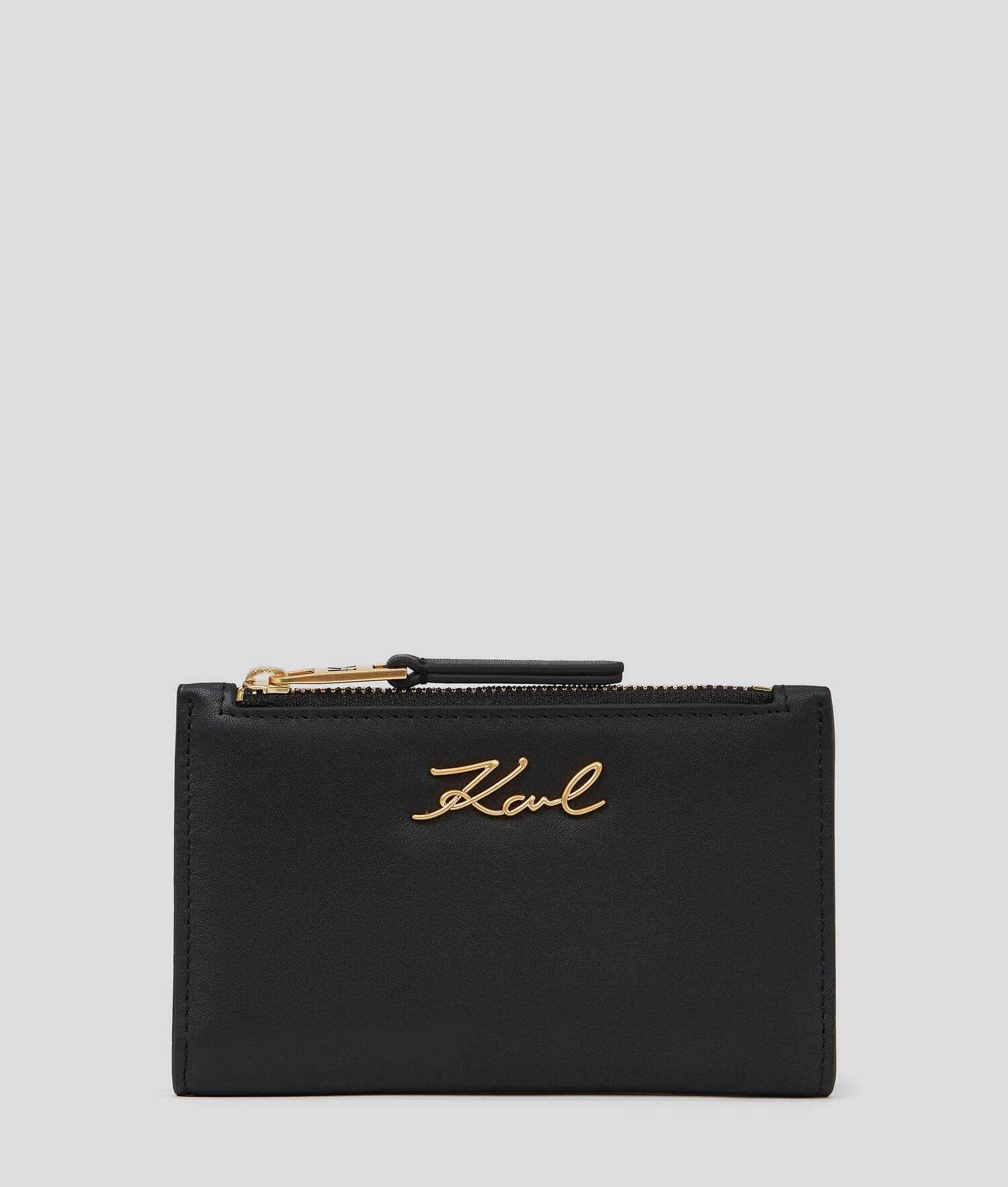 PORTEFEUILLE À DEUX VOLETS MINCE K/SIGNATURE - Noir/Or