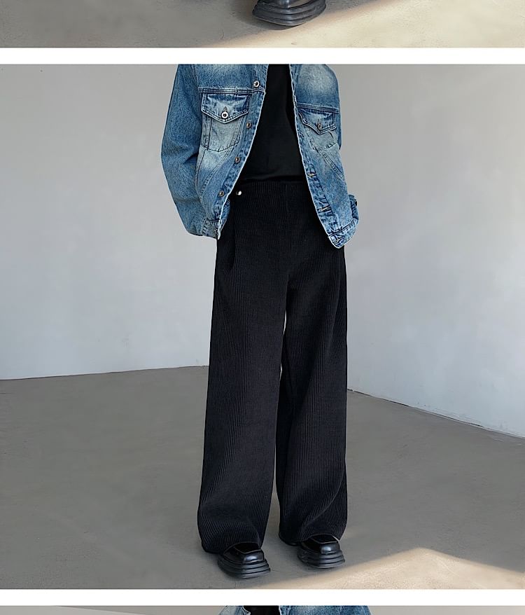 Freehop - Hoge taille effen wijde broek