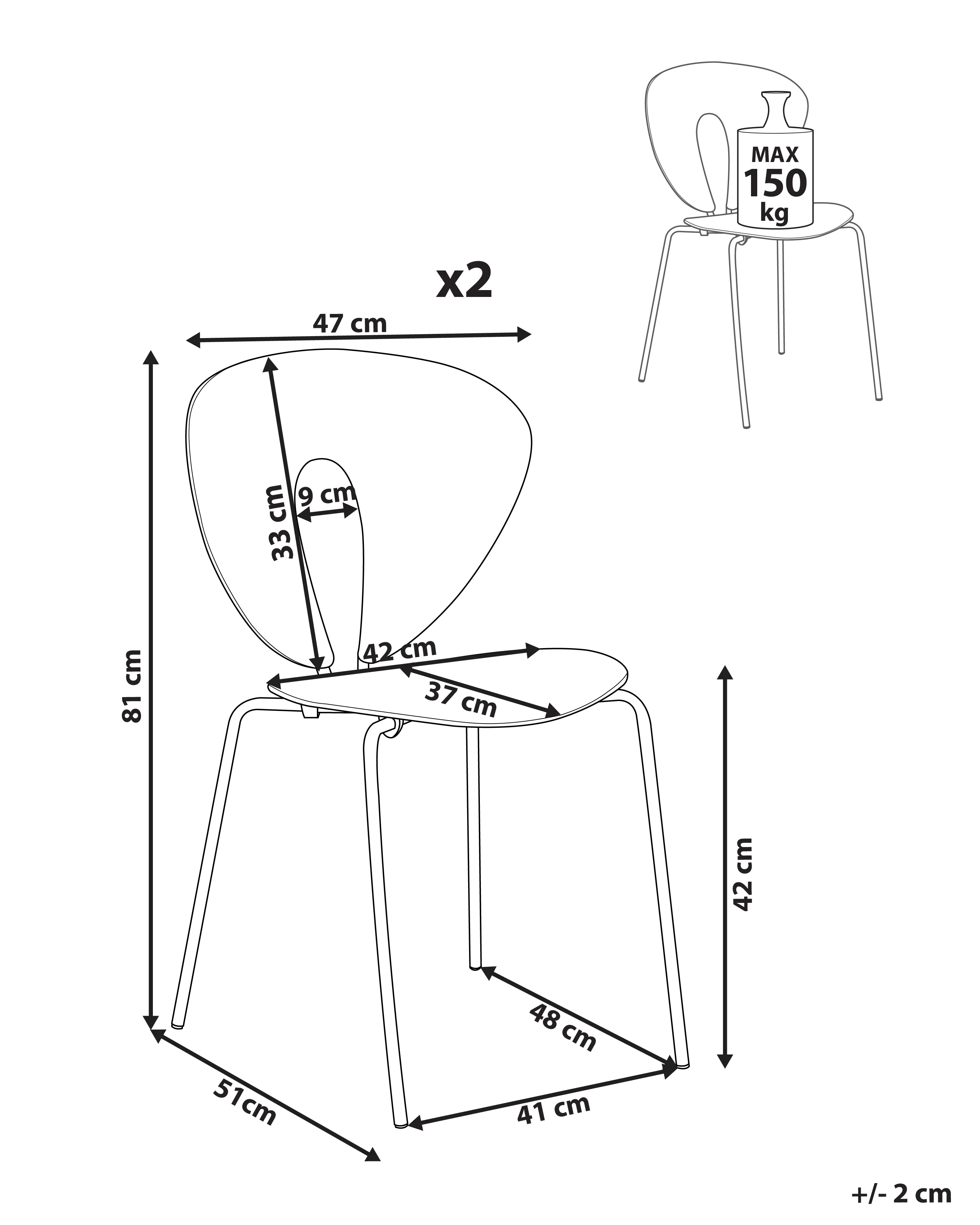 Set van 2 eetkamerstoelen TRACY Lichtgroen