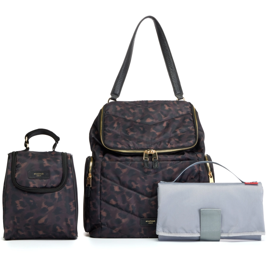 storksak Wickelrucksack Alyssa Leopard black
