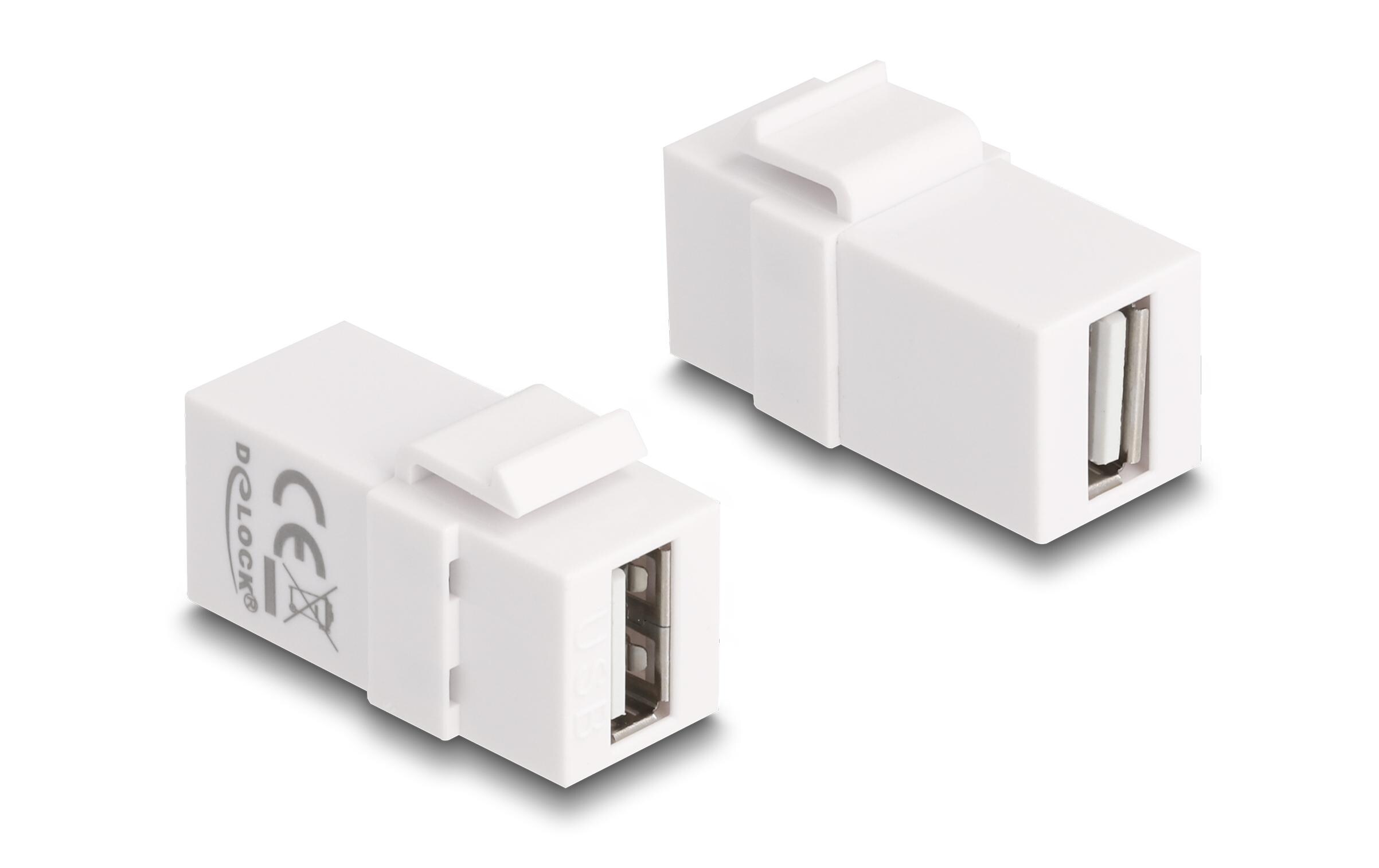 Keystone-Modul USB 2.0 A WeissDelock Keystone Modul USB 2.0 A Buchse zu USB 2.0 A Buchse, Weiss