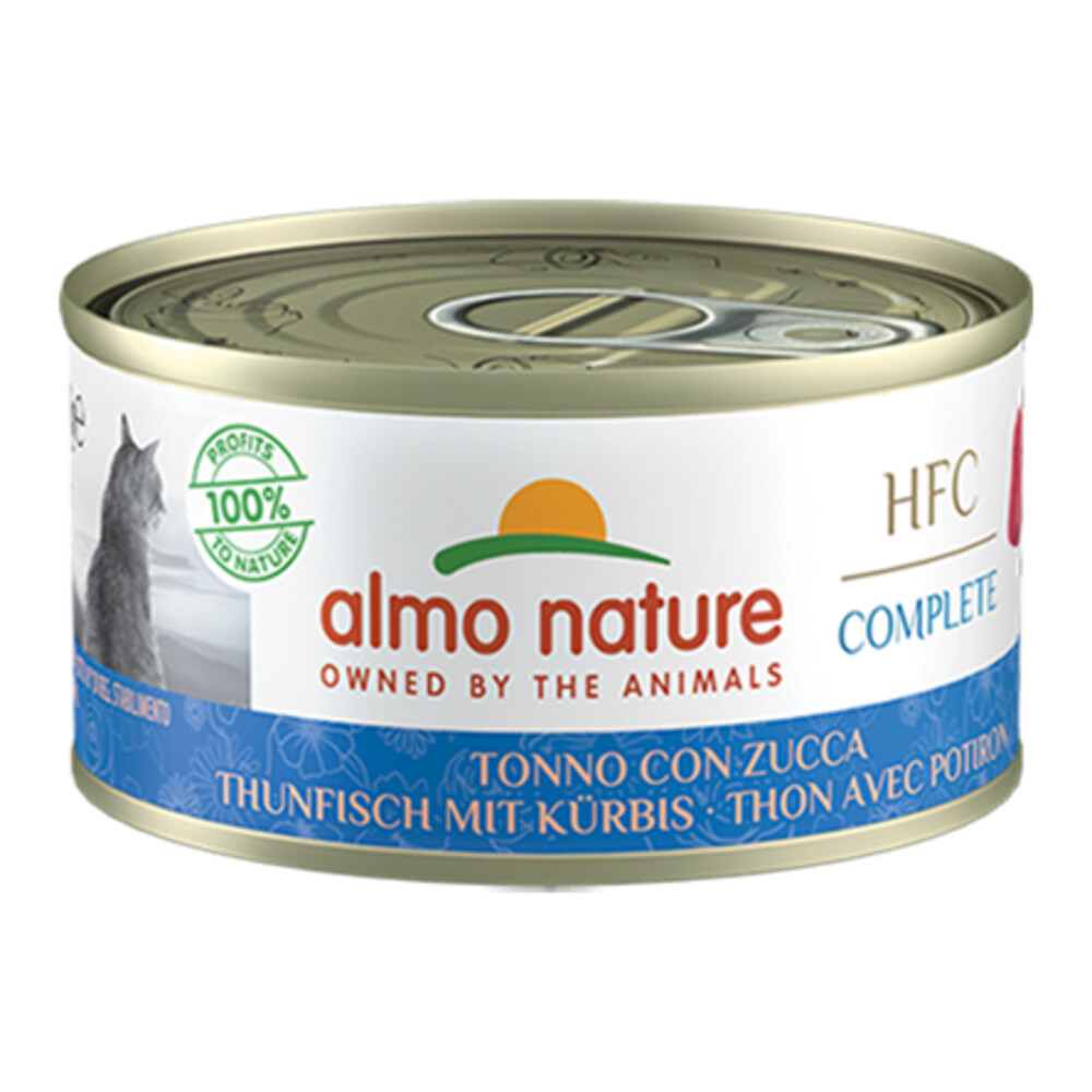 24x Almo Nature HFC Complete Graanvrij Kattenvoer Nat Tonijn & Pompoen70 gr
