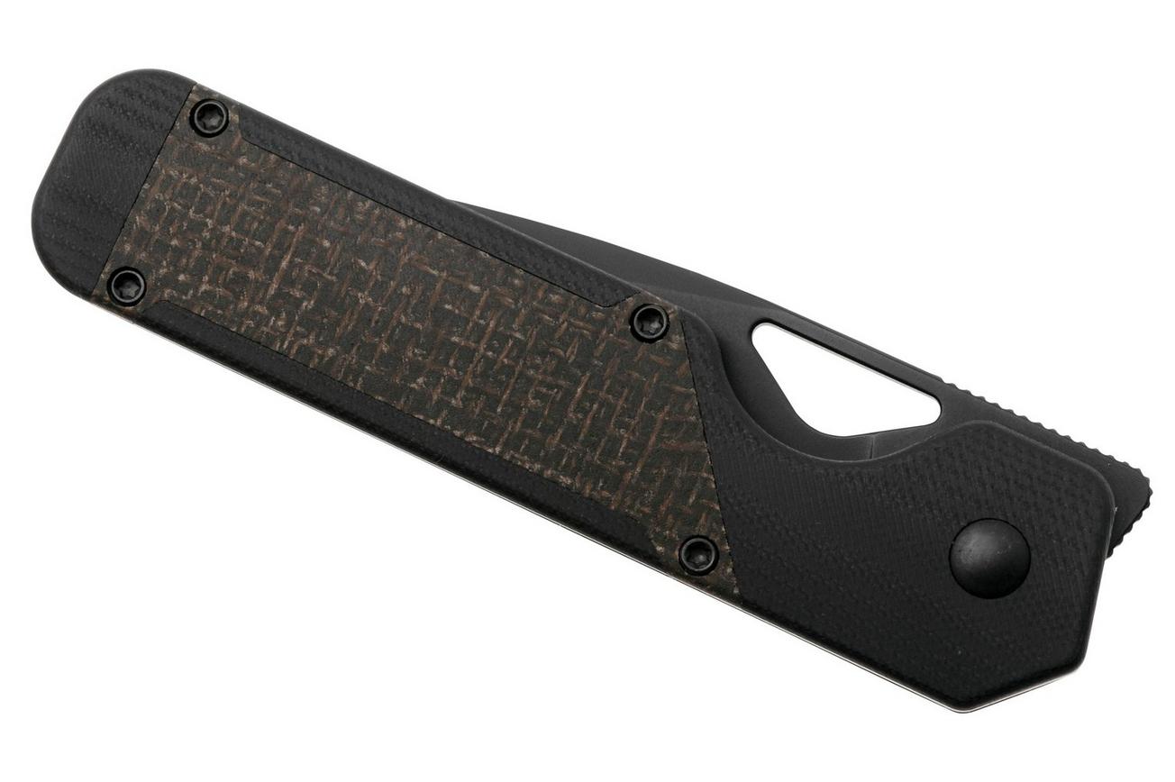 Kizer Vanguard Militaw V3634A1 Liner Lock, Black Nitro-V, Black G10, Burlap Micarta Inlay, zakmes, Jonathan Styles design