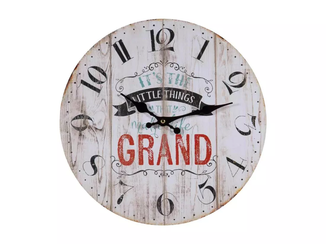 Horloge murale en bois blanc d34x2h