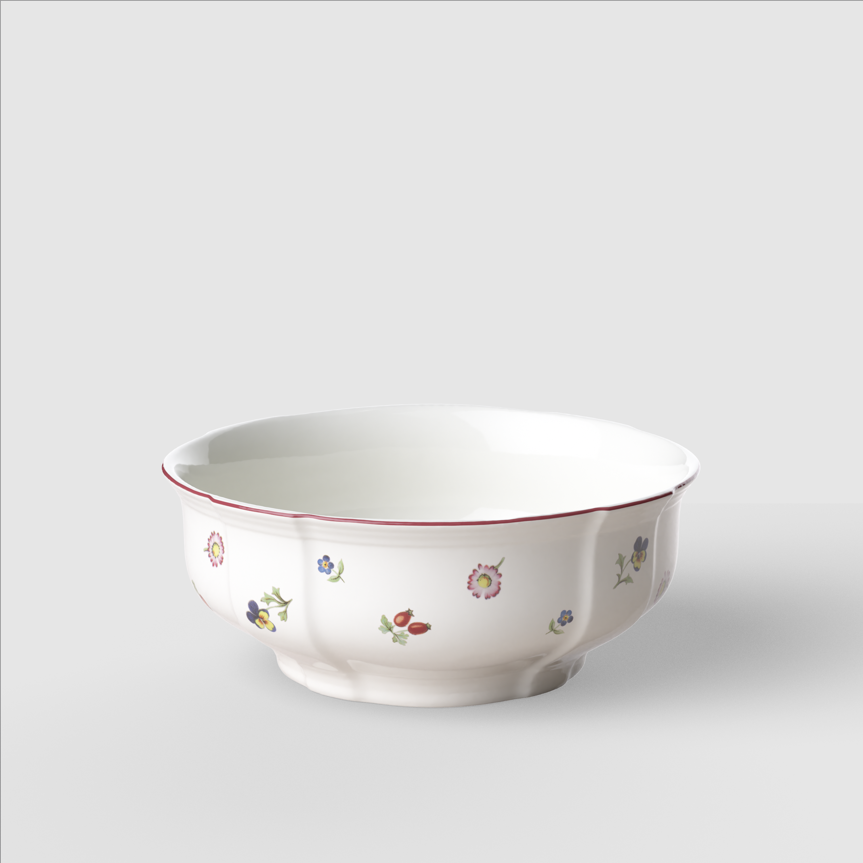 Petite Fleur Salad serving bowl White, 44 oz, Premium Porcelain