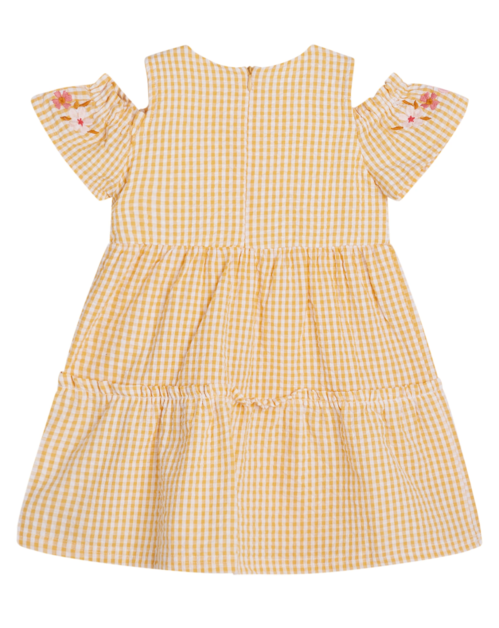 Kurzarmkleid KAIJA kariert in ochre